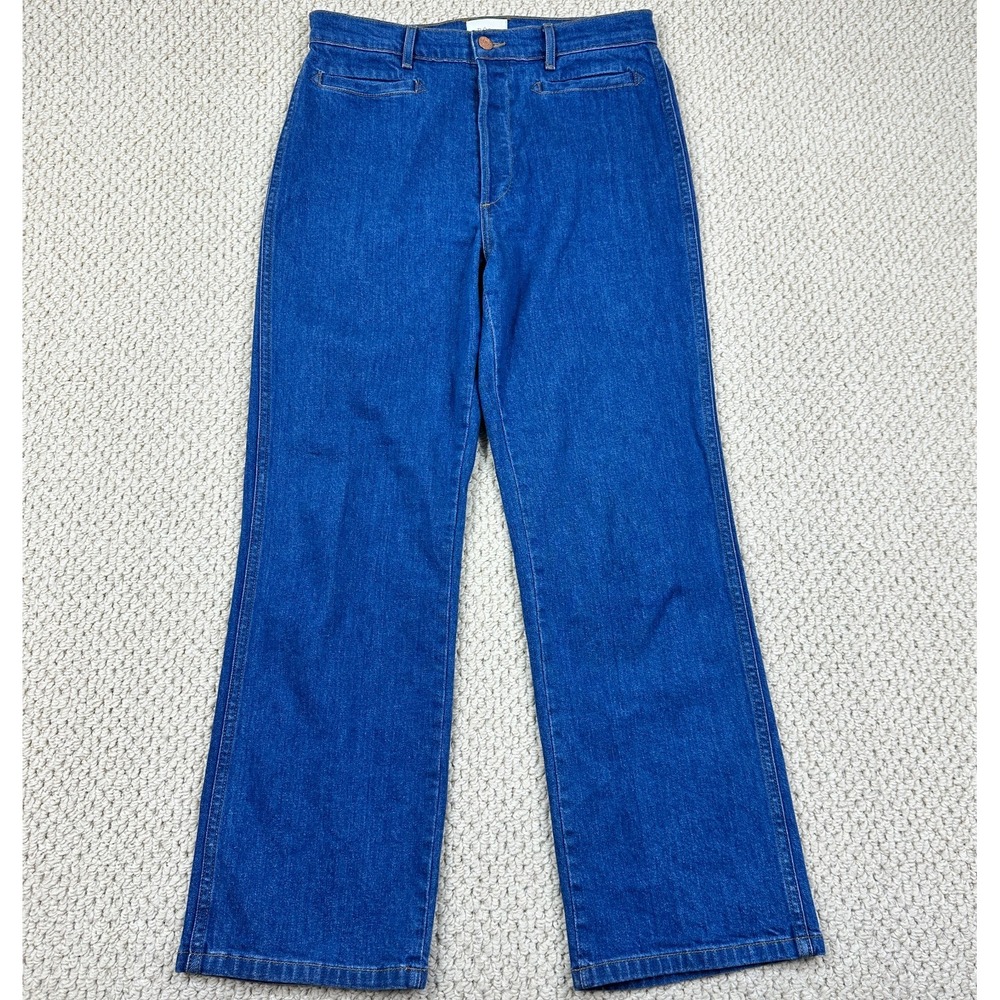 Doen Jean Women 29 Blue Button Fly Bareback Saint Nazaire High Rise Straight Leg